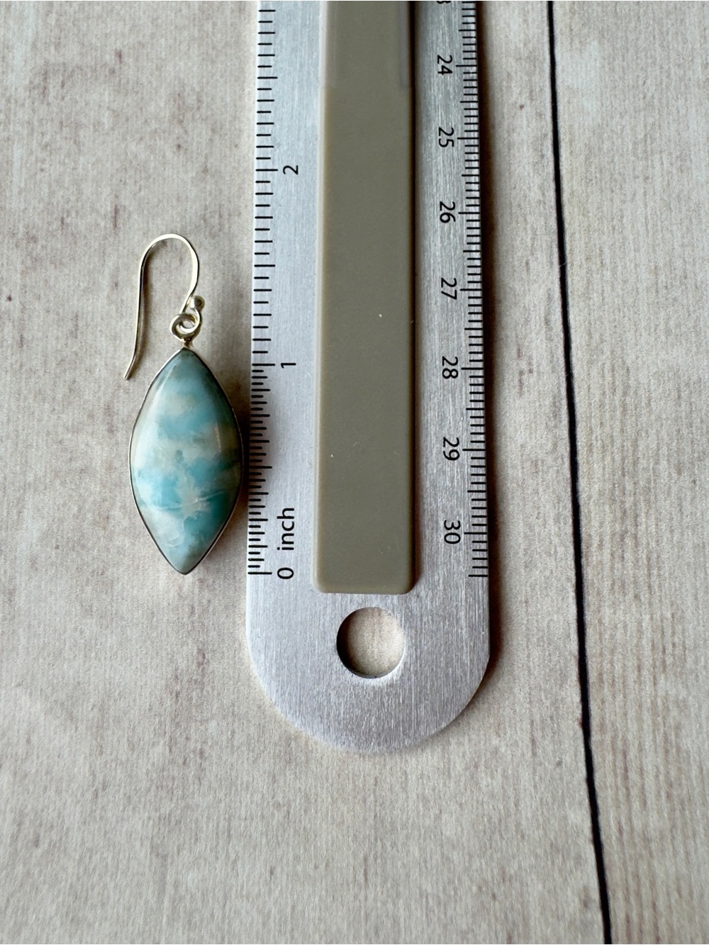 Larimar Marquise Drop Earrings with Sterling Hooks - Light Blue - Picture 3 of 4